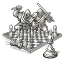 Wu Tang Clan Ninja fight on a Chess Field  tattoo design idea
