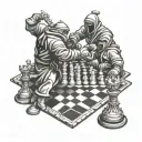 Wu Tang Clan Ninja fight on a Chess Field  tattoo design idea