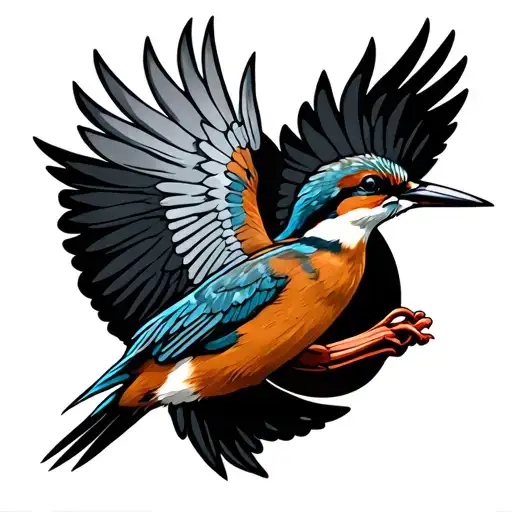 british kingfisher flying tattoo design idea