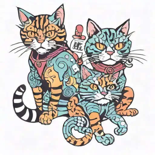 cool cats tattoo design idea
