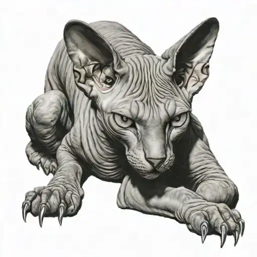 sphinx cat full body standing proudly tattoo design idea