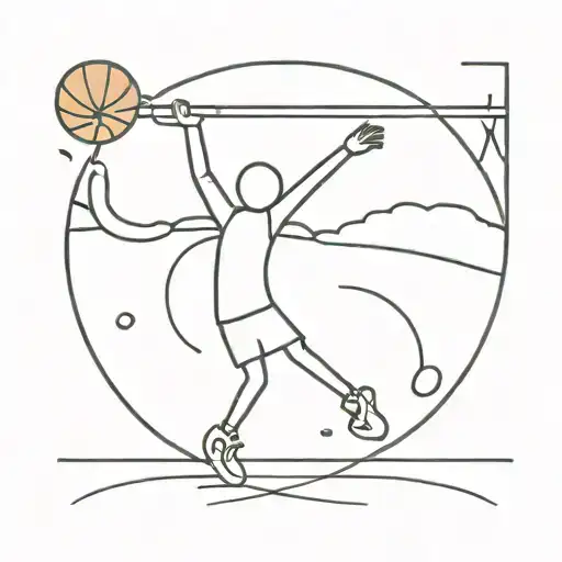 stick Figure man shooting a basketball tattoo design idea
