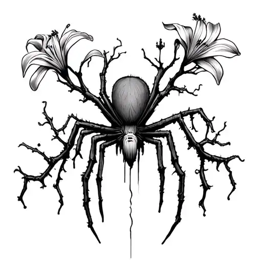 poison tree & spider lily’s growing out the branches of the poison tree, cursive cravin connection fearin loss stuckinbe tattoo design idea
