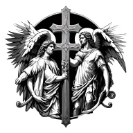 St. Michael and St. Florian cross tattoo design idea