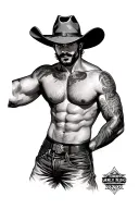 Gay cowboy wearing jockstrap tattoo design idea