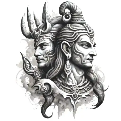 Indian god shiva trishul trident with a mantra tattoo design idea
