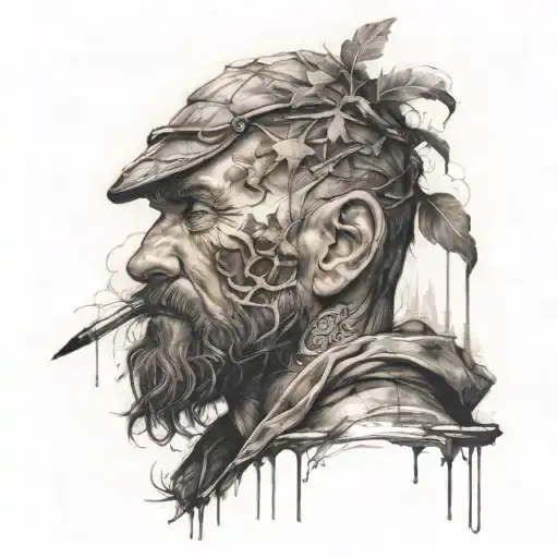 illustrates finding happiness in solitude and make it more masculine tattoo design idea
