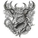 dragon deer tattoo design idea