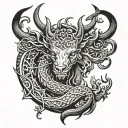 dragon deer tattoo design idea