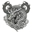 dragon deer tattoo design idea