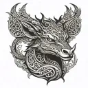dragon deer tattoo design idea