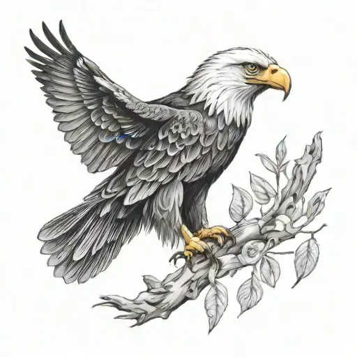 realistic eagle tattoo on upper arm with 7 dates including one on the beak tattoo design idea