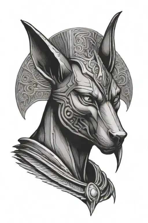 Anubis looking forward evil stare directly tattoo design idea