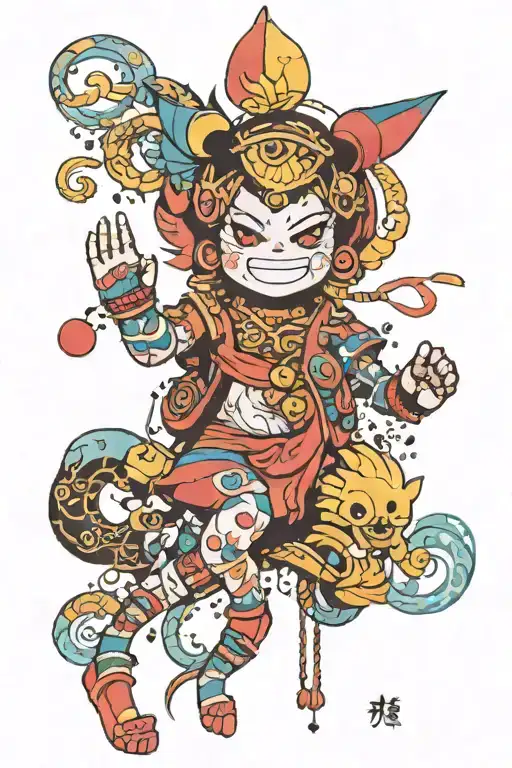 HONG KONG  LINE print with colorfuL tattoo design idea