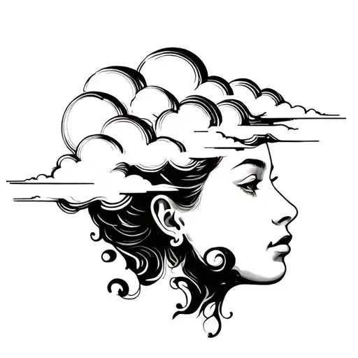 head in the clouds tattoo design idea