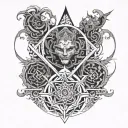 An intricate design combining elements of ego, morals, and stoicism, symbolizing inner strength and personal growth tattoo design idea