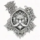 An intricate design combining elements of ego, morals, and stoicism, symbolizing inner strength and personal growth tattoo design idea