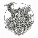 An intricate design combining elements of ego, morals, and stoicism, symbolizing inner strength and personal growth tattoo design idea