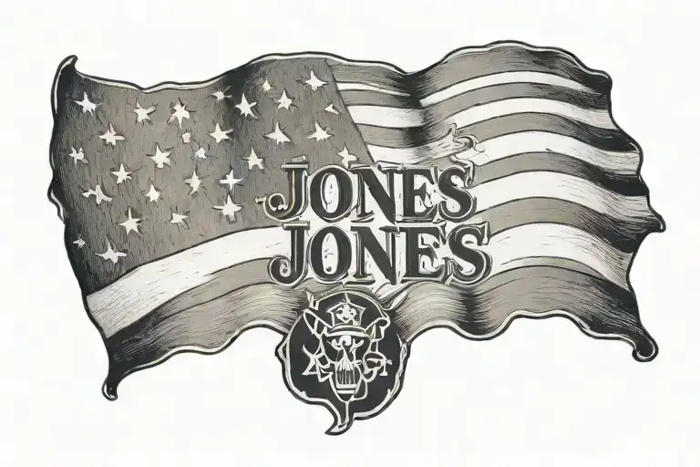 American flag with the name jones in the middle on one of the lines tattoo design idea