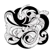 blackwork bold abstract bodysuit intertwined ornamental flourishes high-contrast  intricate aesthetic board raw strokes tattoo design idea