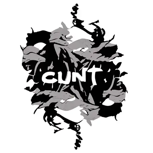 symbiogram that reads "dale"one direction and "cunt" when flipped 180 degrees  tattoo design idea