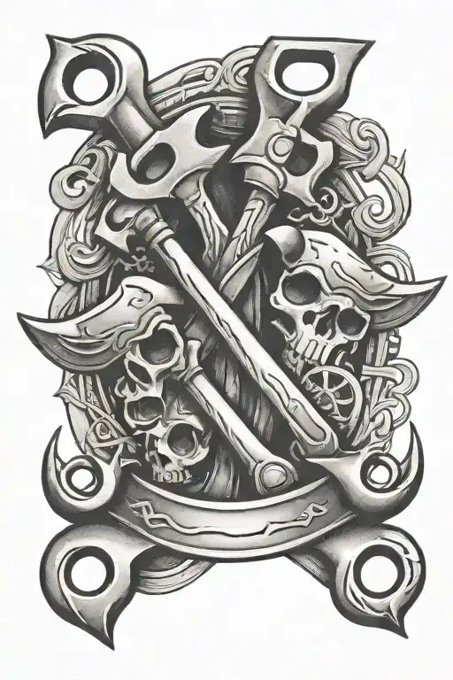 wrenches crossed tattoo design idea