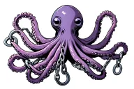 octopus holding broken chains and shackles tattoo design idea