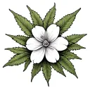 Jasmin flower with marijuana leafs clover tattoo design idea