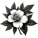 Jasmin flower with marijuana leafs clover tattoo design idea