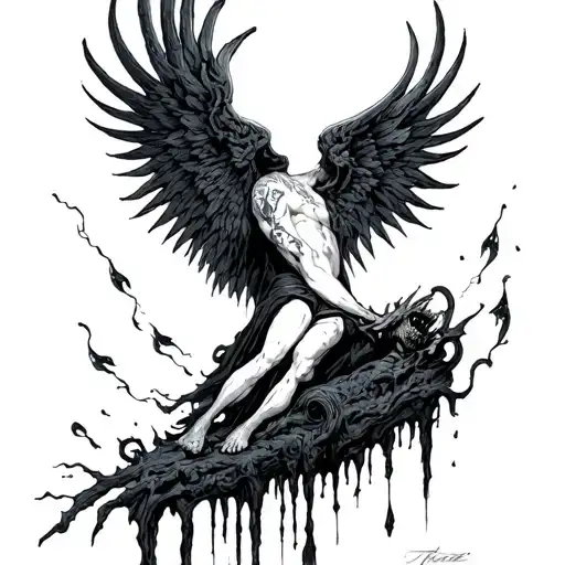 fallen soul seeking redemption; old gods; tattoo design idea