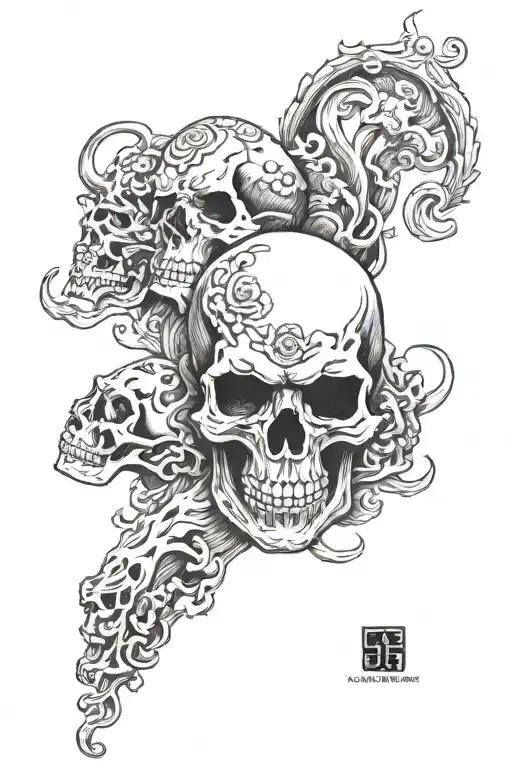 skulls representing dark periods tattoo design idea