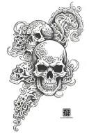 skulls representing dark periods tattoo design idea