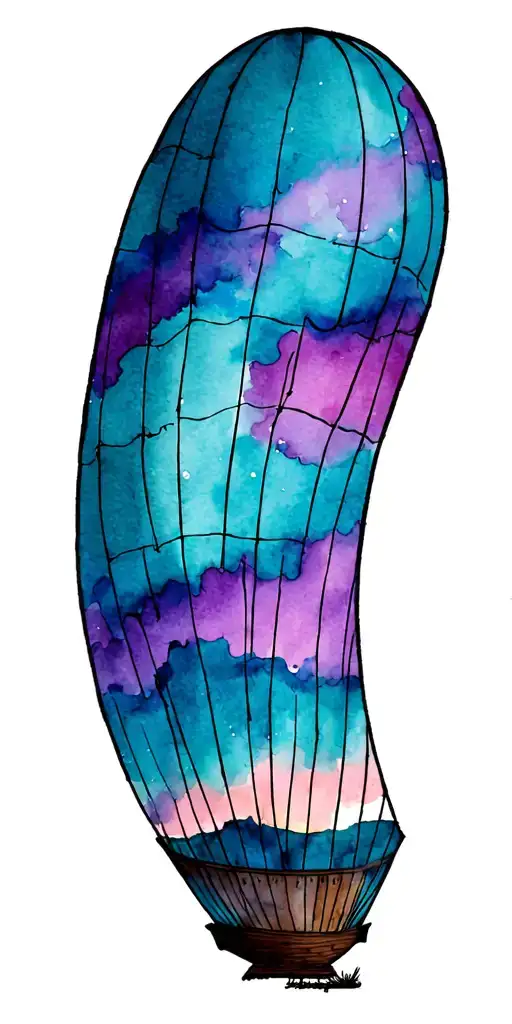 hot air balloon anchored to the ground tattoo design idea