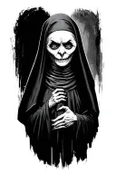Spooky evil nun tattoo design idea