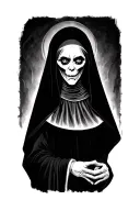 Spooky evil nun tattoo design idea