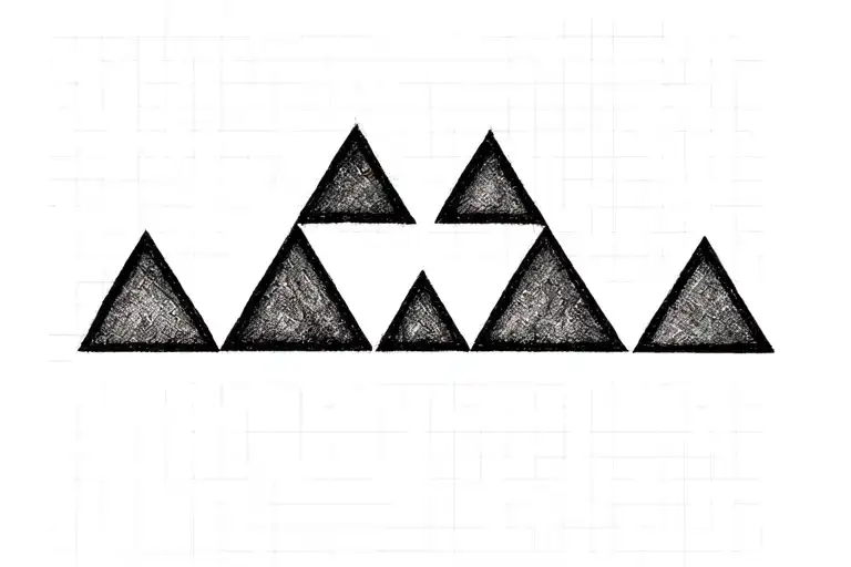 2 geometric triangles signifying parents and 3 progressively smaller geometric triangle inside  representing children tattoo design idea