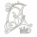 letter B with crown hanging tattoo design idea