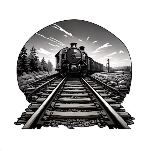 train tracks tangled tattoo design idea