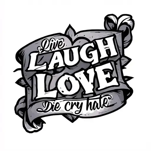 live laugh love, die cry hate tattoo design idea