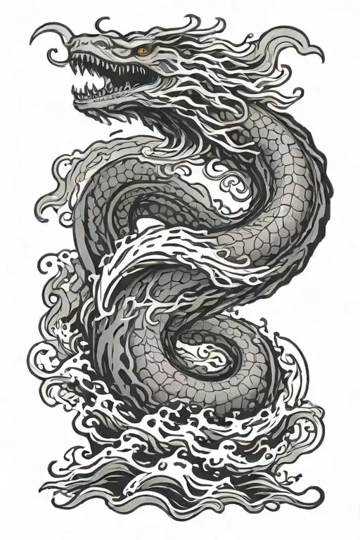 water waves leviathan sea serpent tattoo tattoo design idea