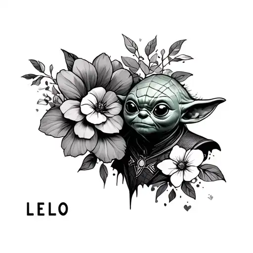Flowers, Lelo & Stitch, Yoda, Spiderman tattoo design idea