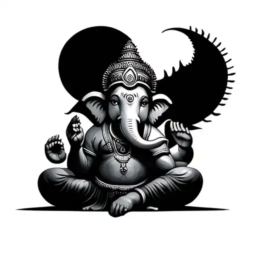 Ganesh And Rahu tattoo design idea