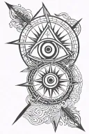 Evil Eye compass tattoo design idea