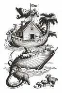 noahs ark from the bible tattoo design idea