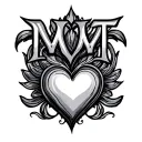 Initial M & T with heart tattoo design idea