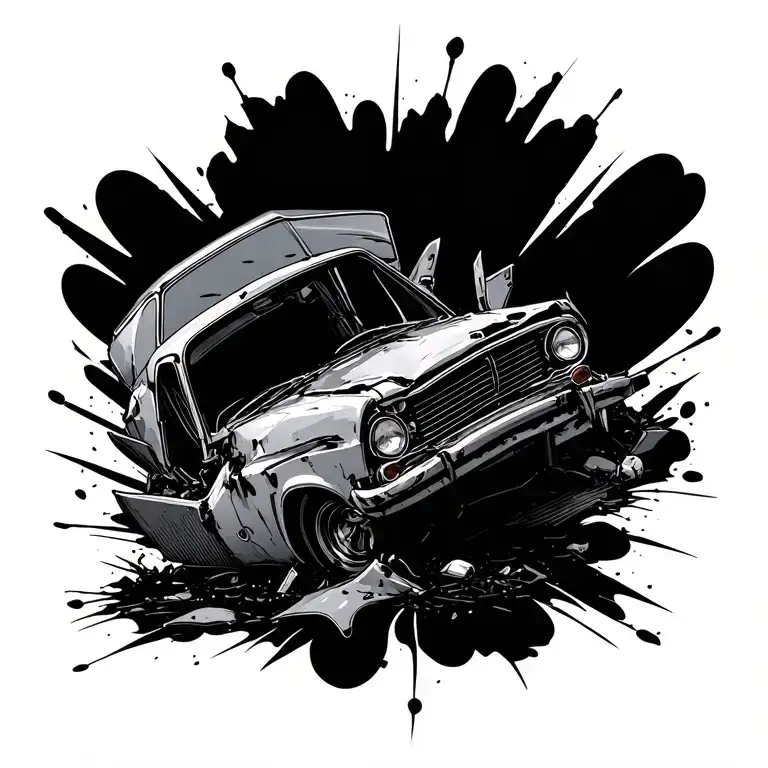 car crash tattoo design idea