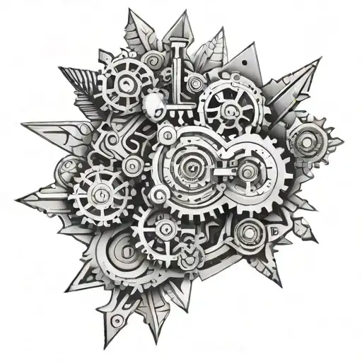 A unique fusion of my sons name : Andrea and mechanical engineering elements tattoo design idea