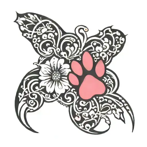 paw print with "layla" on it tattoo design idea