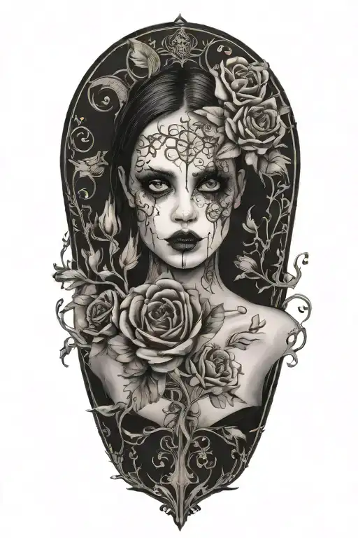Collarbone goth emo feminine flowers tattoo design idea