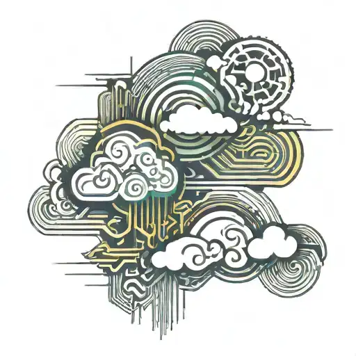 japanese cloud background tattoo design idea